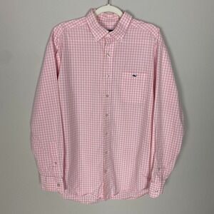 Vineyard Vines Classic Fit Tucker Shirt Mens Large Pink Check Button Down